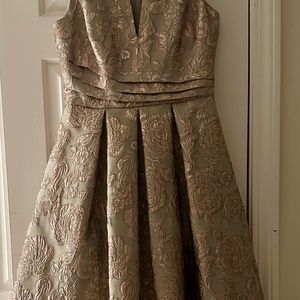 Eliza J Floral Organza Sleeveless V- Dress